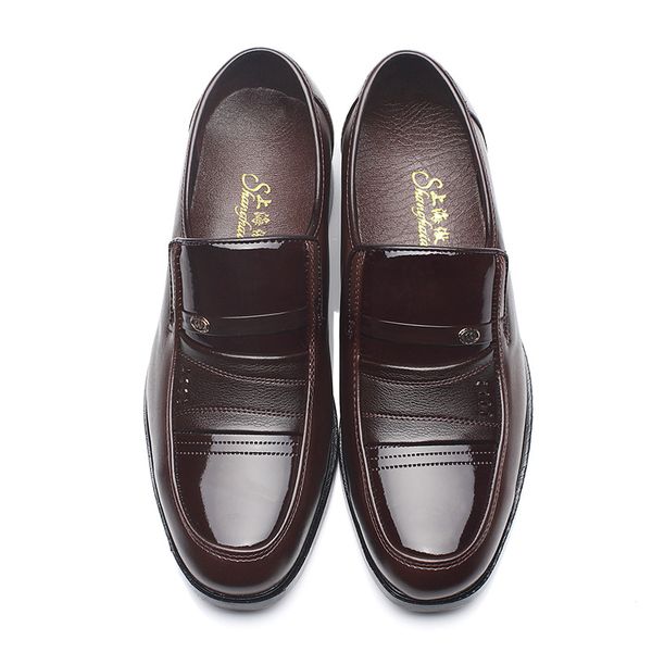 

aecbuy men dress shoes leather shoes men leather genuine slip on dress business mens loafers leathernxxxta4, Black