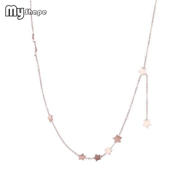 

my shape multi star pentagram link chain necklace stainless steel silver gold rose gold necklaces jewelry for women 49cm 2019