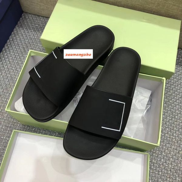 

summer designer off casual shoes indoor beach slippers white printing couple shoes with box, Black