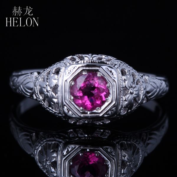 

helon solid 14k white gold flawless round 0.35ct genuine tourmaline engagement ring women vintage antique trendy fine jewelry, Golden;silver