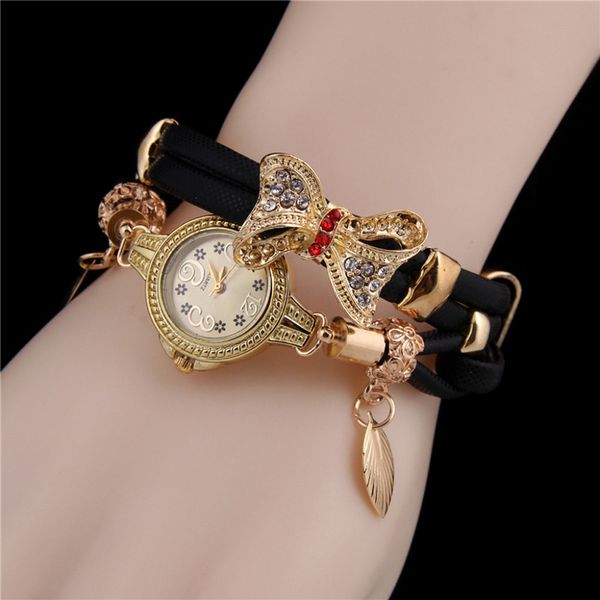 

ladies watch creative butterfly leather women watch clock retro rhinestone bracelet lovely wedding quartz wristwatch 2019, Slivery;brown