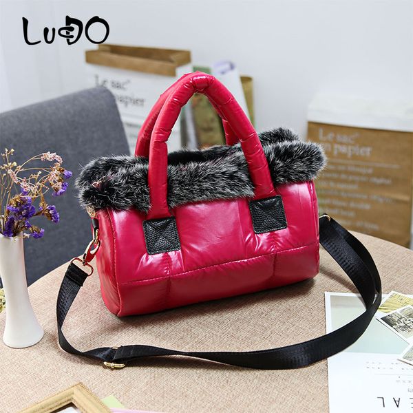 

2019 winter fur luxury handbags women bags designer handbag new women's bag space cotton bag female shoulder messenger