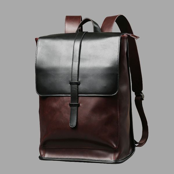 

vintage lapleather backpacks men pu travel leisure backpacks retro casual bag schoolbags teenager students mochila