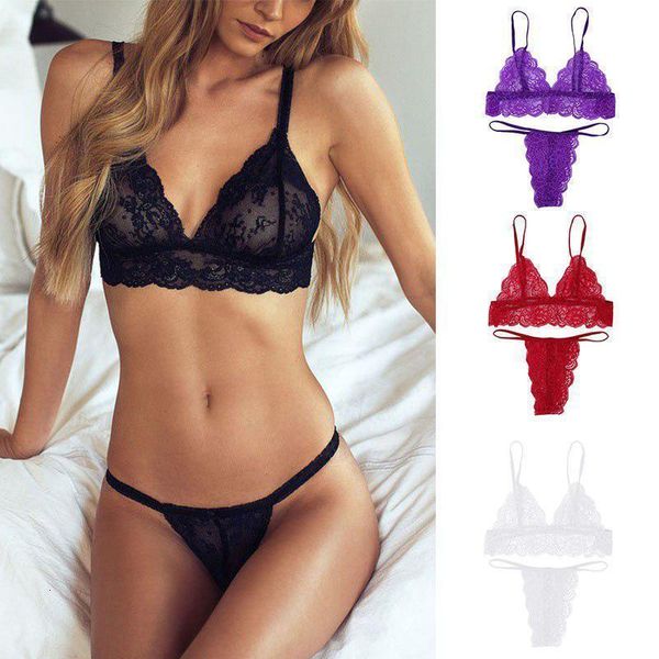 

bra set plus size fashion 2019 new women bra set intimates embroidery 3 4 cup lingerie thin temptation and black lace, Red;black