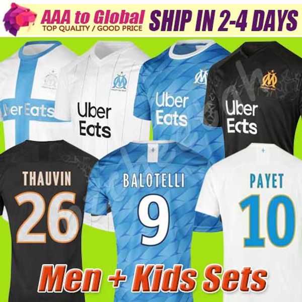 

Thailand 19 20 Olympique De Marseille soccer jersey OM maillot 2019 2020 PAYET THAUVIN BENEDETTO football shirt men kids kit sets maillot