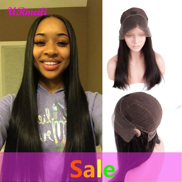 

lace frontal human hair wigs pre plucked with baby hair full lace brazilian straight human hair lace front long wigs for black women, Black;brown