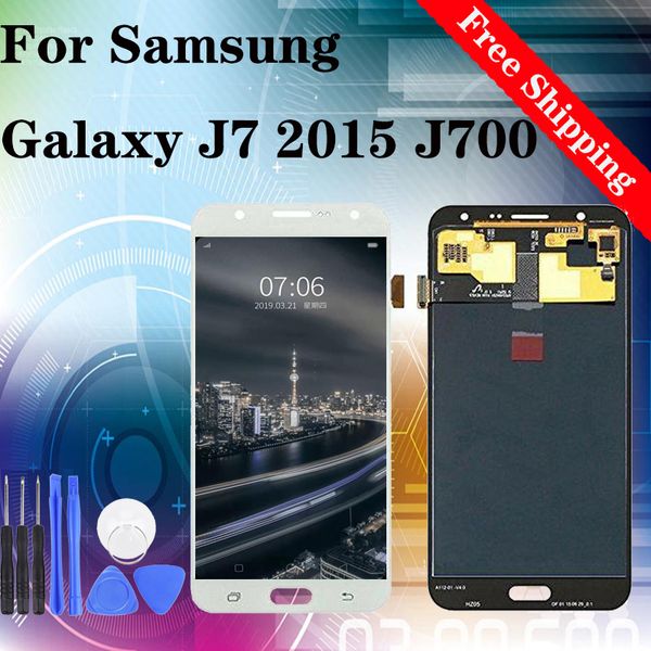 

супер качество для samsung galaxy j7 2015 j700 j700f j700h j700m j700h / ds amoled жк-дисплей с сенсорным экраном дигитайзер бесплатной дост