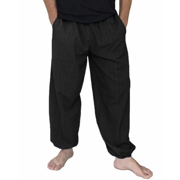 

мужчины шаровары новые летние провисание хлопок брюки мужские брюки плюс размер sprots pant мужские бегуны ноги, Black