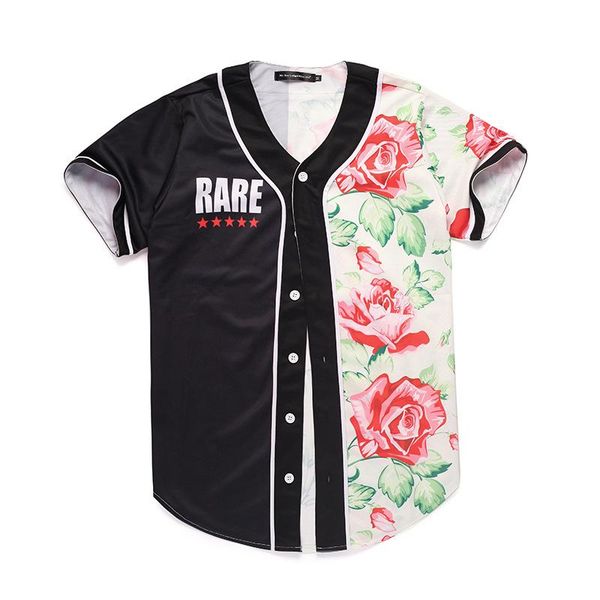 

plus size mens designer shirt summer 3d floral printed panelled color short sleeve baseball cardigan shirts casual teenager shirt, White;black