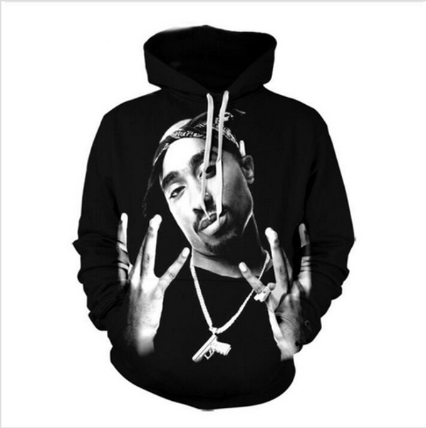 

out fashion streetwear 3d hd print casual 2pac tupac hoodies sweatshirts men women hoodie jacket coat lms032, Black