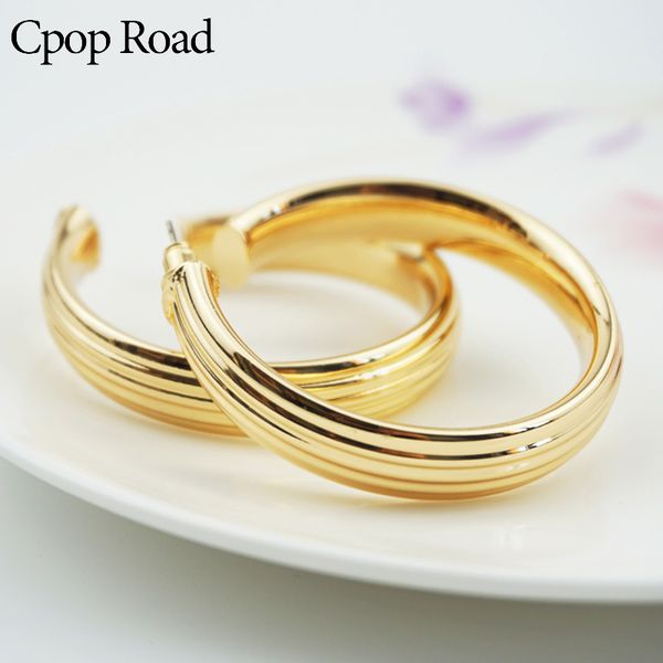 

cpop gold silver color circle hoop earrings fashion jewelry copper round women earrings steampunk ear drop elegant accessories, Golden