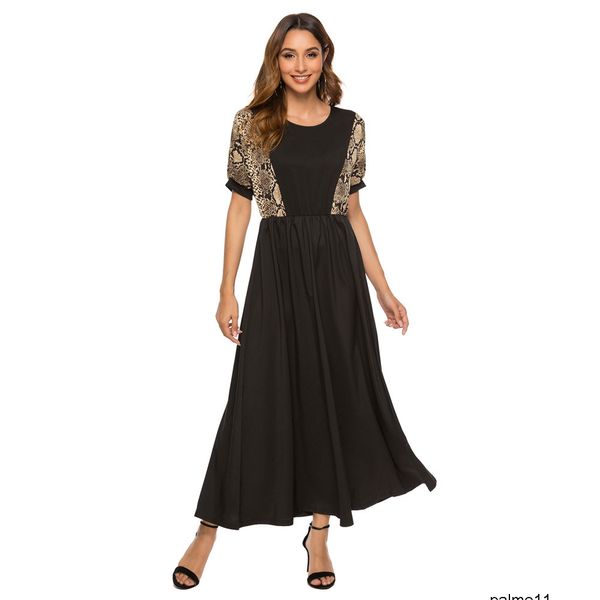 

womens designer summer dress stitching skirt 0kil, Black;gray