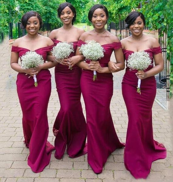 

fuchsia 2021 bridesmaid dresses mermaid off the shoulder african long prom gowns with lace plus size maid of honor dress vestidos de, White;pink
