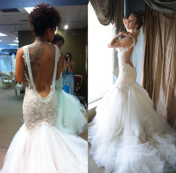 

Sexy Backless White African Spring Mermaid Wedding Dresses Lace Appliques Sweetheart Soft Tulle Skirt Custom Cheap Bridal Gowns Sweep Train