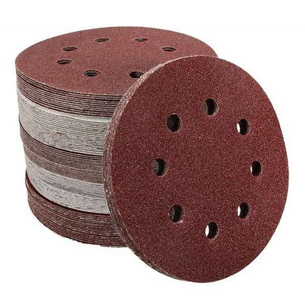 

100pcs/set 5 inch 8 holes sanding discs hook and loop sandpaper backing sandpaper (60/80/100/120/240 each 20pcs