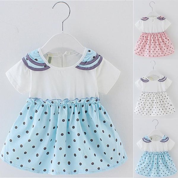 

мода девушки платье младенческой малыш baby girl с коротким рукавом принцесса точка платье одежда летние платья принцессы baby girls одежда, Red;yellow