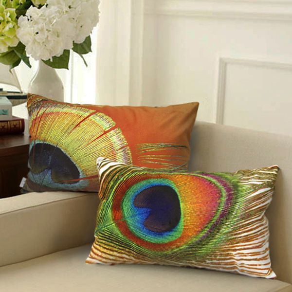 Peacock Feather Cushion Covers 4 Styles 3d Stereo Colorful