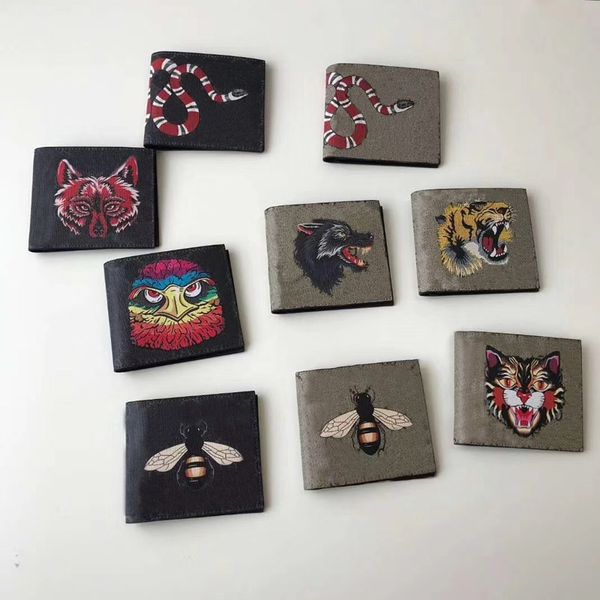 

p55 2020 new men animal short wallet leather black snake tiger bee wallets women long style purse wallet card holders with, Red;black