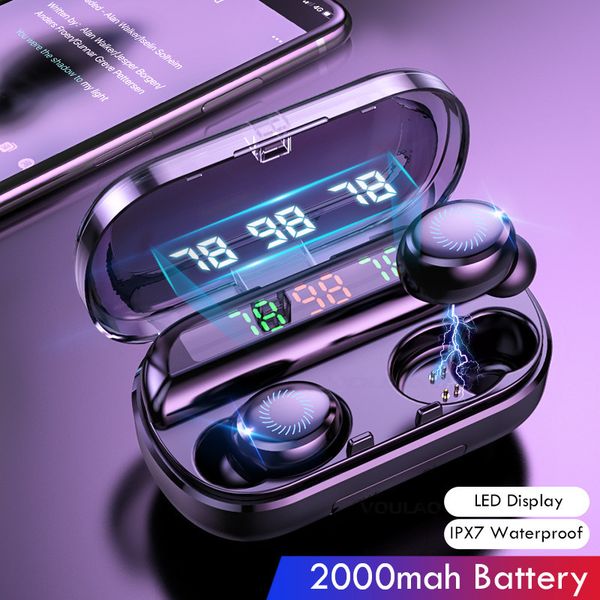 

8d wireless earphone bluetooth v5.0 sports wireless headphone led display touch control stereo earbuds with microphone headset