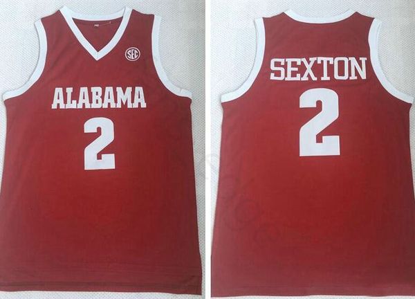

ncaa alabama crimson tide college collin #2 sexton jersey home red stitched collin sexton university basketball jerseys shirts s-xxl, Black;red