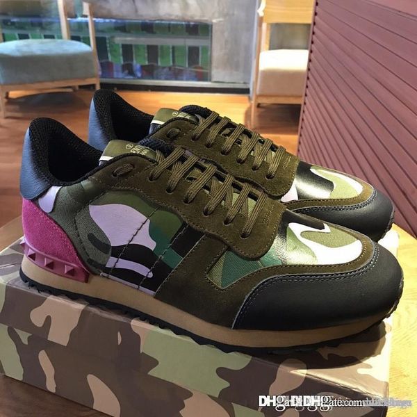 

2018 valentin nwt camouflage leather rockrunner sneaker sneakers shoes with box