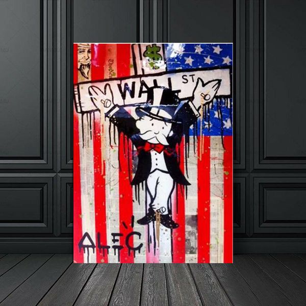 

alec monopoly graffiti handcraft wall st home decor handpainted &hd print oil painting on canvas wall art canvas pictures 200524