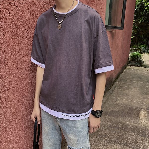 

summer harajuku-style students short sleeved t-shirt men's loose-fit korean-style half-sleeve shirt t-shirt tidal harbor-style i, White;black