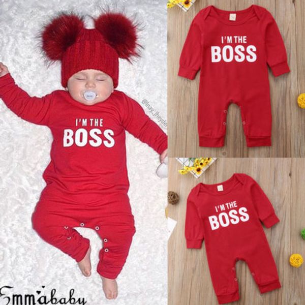 

fashion cute newborn baby child i'm the boss romper outfits christmas clothing gifts for boys girls clothes drop ship