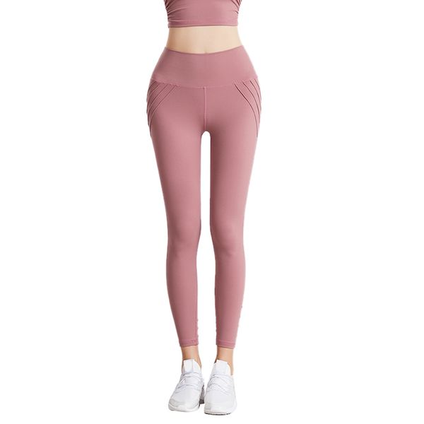 

women double-sided skin-friendly yoga pants high waist lift hip sport yoga fitness pants pink, White;red
