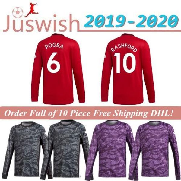 

19 20 manchester long sleeve soccer jerseys martial united 2019 2020 man utd lingard pogba long jersey james rashford long shirt mayorista, Black;yellow