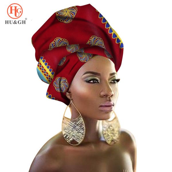 

2019 new arrival african headwraps sets for women african head scarf head wrap traditional fashion wax printed ankara, Red
