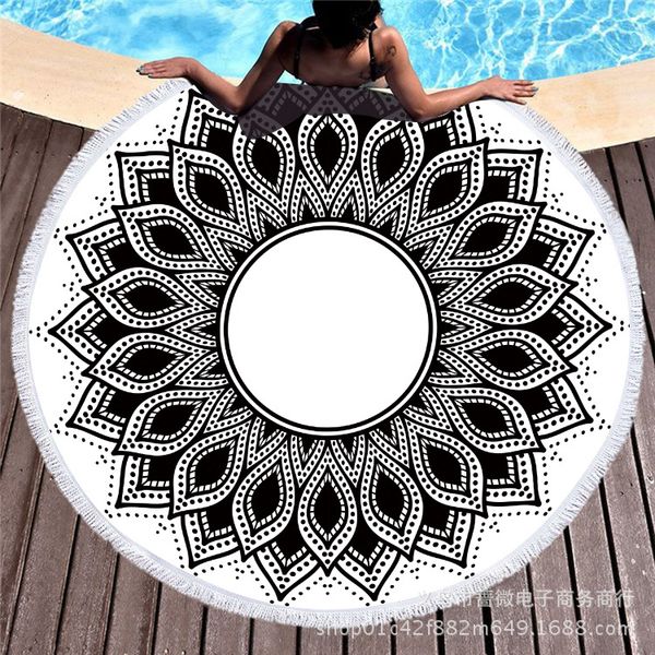 

new 150x150cm national style multi-function printing bath towel round beach towel camping