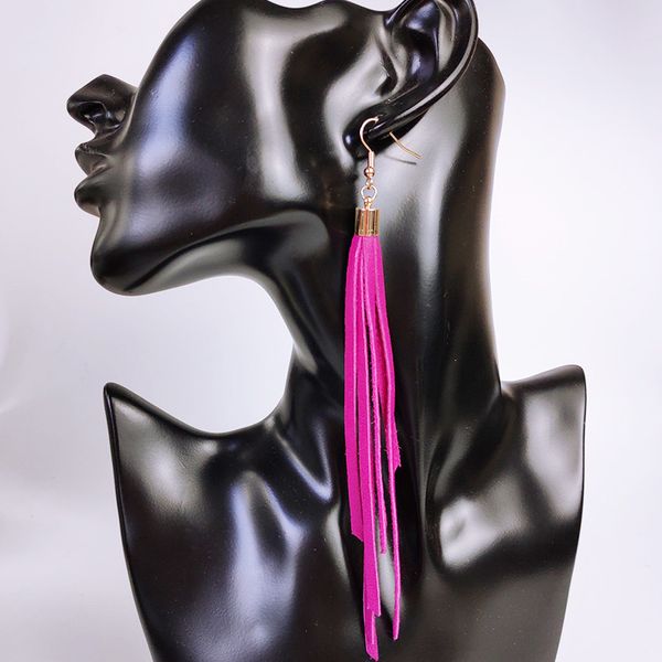 

кисточкой подлинные серьги для женщин длинные черные кожаные цепи шикарные серьги падения женские ювелирные изделия осень зима аксессуары по, Silver