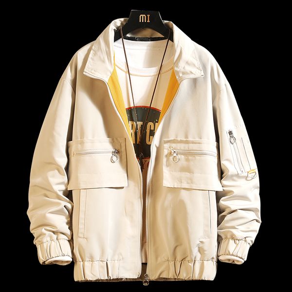 

2019 new casual cargo jacket men pocket solid hooded mens jackets and coats man tactical outerwear size m-3xl, Black;brown
