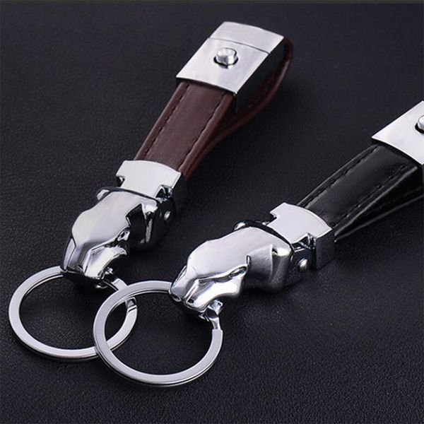 

leopard-head leather zinc alloy keychains keyrings metal key chain keyfob car bag key decoration keychain keyring key ring, Silver