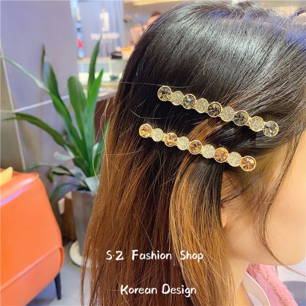 

designer elastic headband for women and men new imported czech diamond edge clip diamond set hairpin duckbill broken hairpin bangs clip clip, Silver