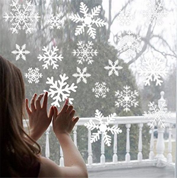 Adesivo per la finestra di fiocco di neve di Natale Adesivi murali invernali Adesivi per bambini Decorazioni natalizie per la casa Adesivi per il nuovo anno 27pcs / foglio