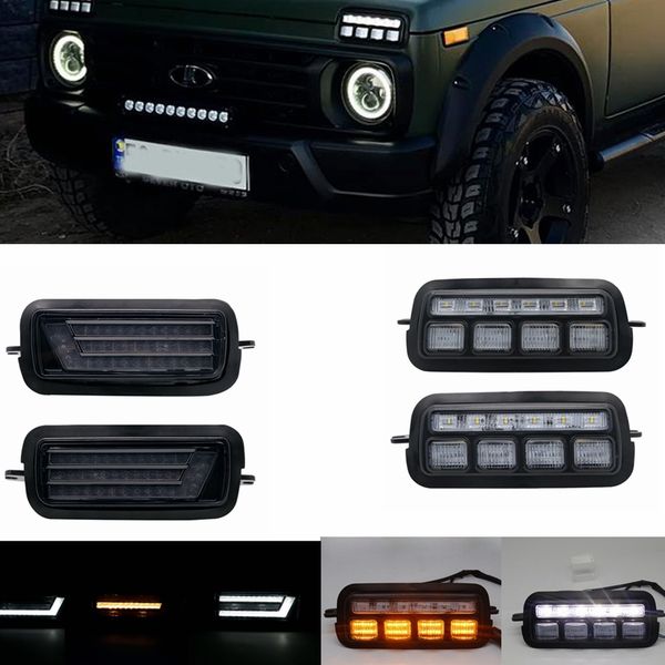 

pair car styling accessories led daytime running lights for lada niva 4x4 1995 + with running turn signal light lamp drl