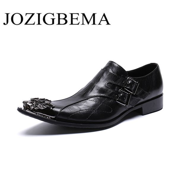 

2019 new classic leather shoes men pointed toe buckle strap shoes fashion dress men fashion business dress, Black