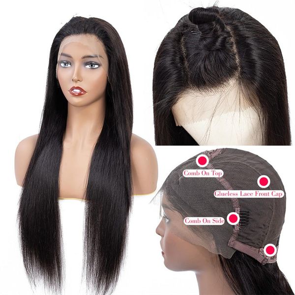 

brazilian straight lace wigs women full lace human hair wigs 13*4 straight lace front human hair wigs, Black