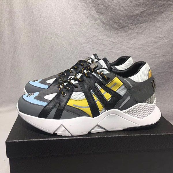 

new men's leather men's casual shoes men's sports shoes skull running shoes-xmh08, Black