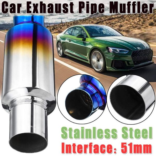

car exhaust systems muffler tip universal stainless steel id 51mm 63mm tail pipe mufflers pipe resonator bent