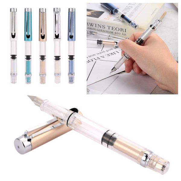 

fountain pen 9 color pick wing sung 3008 0.5mm transparent home writing stationery fine nib universal school supplies student