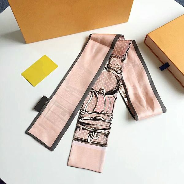 

fashionable ladies spring and summer multi-functional ribbon monogram printed design silk scarves with no box ing, Blue;gray
