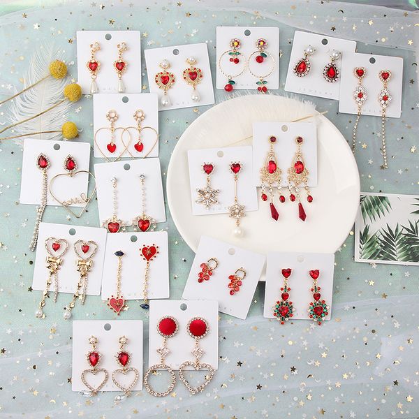 

2019 new 20 style red fashion korean elegant geometric dangle earrings for women cute pendant mujer jewelry, Silver