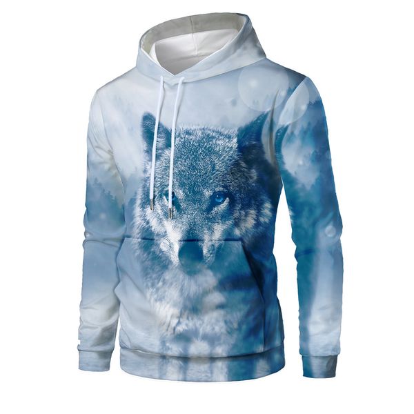 

mens designer special wolfdog 3d digital printing hoodie, Black