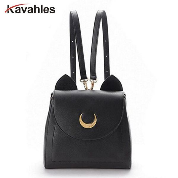

2019 sailor moon bag women handbags famous brands black white cat pu leather women shoulder bags f40-701 y190620