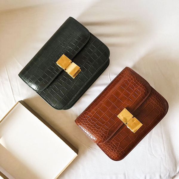 

stone-printed tofu bag women's bag 2019 simple small square retro one-shoulder slant edgy