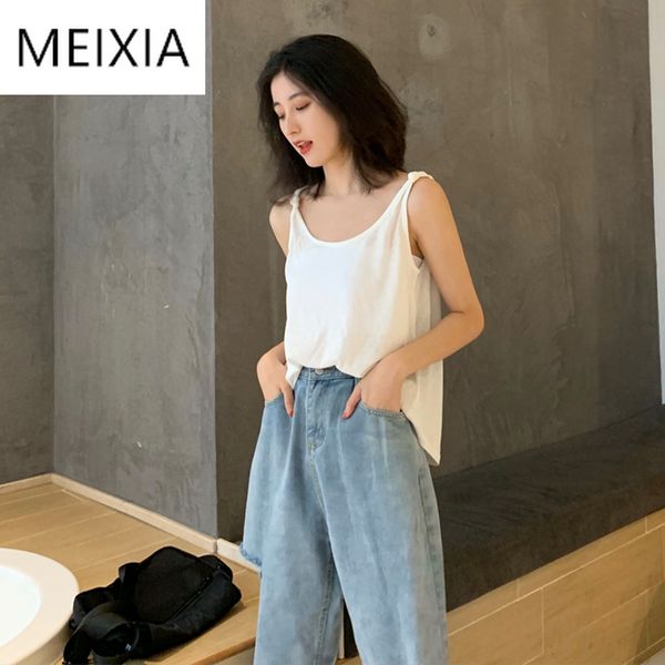 

women's tanks & camis meixia 2021 spring summer sling tank women cotton solid 4 color casual square collar fashion, White
