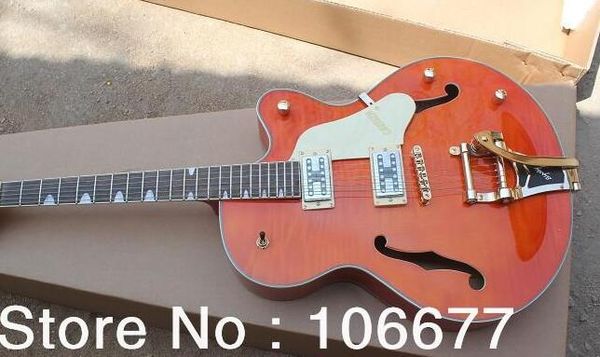 

falcon semi hollow tremolo flame maple saffron yellow electric guitar in stock